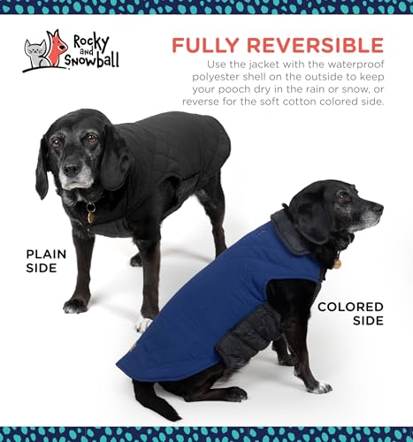 Rocky 2-in-1 Reversible Dog Jacket - Waterproof Snow Coat for Medium & Large Dogs - color: Navy, size: XX-Large