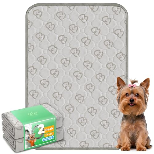 FXW Washable Pee Pads for Dogs, Puppy Pads with Super Absorbent, Specifically Designed for 24inch Cages, 17" x 23" Rectangle, Khaki, 2 Packs - color: Khaki, size: 17" x 23" (2 Packs)