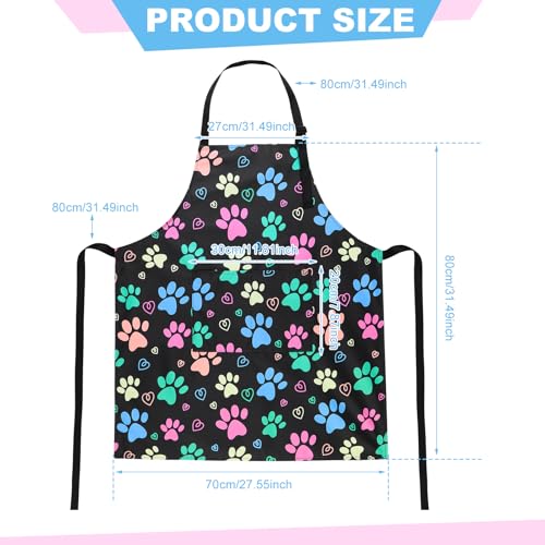 Dog Grooming Waterproof Apron with 2 Pockets, Cute Animals Puppy Dog Pets Apron - style: Colorful Dog Paw