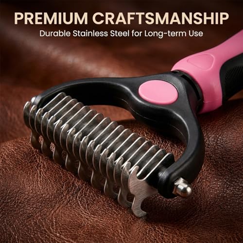 Sakerplus Pet Grooming Tool for Dogs & Cats, Professional Deshedding & Dematting Brush, Stainless Steel Undercoat Rake for Long & Short Hair Pets, Gentle Pet Hair Remover Comb (Blue,Small+Large) - color: Blue,Small+Large