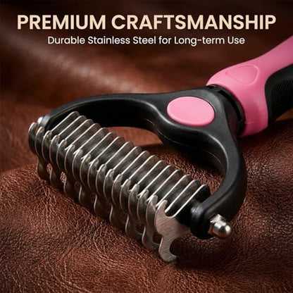 Sakerplus Pet Grooming Tool for Dogs & Cats, Professional Deshedding & Dematting Brush, Stainless Steel Undercoat Rake for Long & Short Hair Pets, Gentle Pet Hair Remover Comb (Blue,Small+Large) - color: Blue,Small+Large
