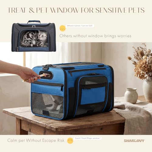 Top-Expandable Pet Carrier with Treat & Pet Window,17x11x9.5 Inch Alaska Hawaiian Airline Approved,Soft-Sided Dog Carrier for Small Dogs and Cats,Travel Cat Carrier with Locking Safety Zippers,Blue - color: Blue, size: 17.0"L x 11.0"W x 9.5"H
