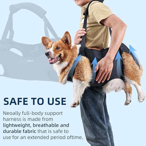 Dog Lift Harness,Full Body Dog Sling Carrier with Handle,Total Body Support for Dogs,Pet Dog Leg Support Sling Adjustable Retractable Breathable Lift Harness (L) - size: L