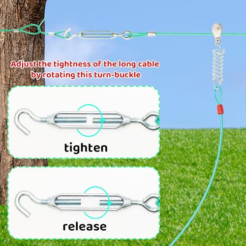 Dog Tie Out Cable - 100 ft Long Dog Cable with 10 ft Run Cable for Yard Training Running Camping Hiking Outdoor - Heavy Duty Chew Proof Lead Leash with Buffer Spring for Small Medium Large Dogs - color: Green