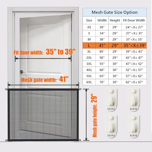 2-Pack Dog Gate for Stairs Pet Gates for The House: Dogs Screen Mesh Gate for Doorways Stairways Indoor Safety 29 inches Tall, 41 inch Wide - size: 29"Hx41"W(Pack of 2)