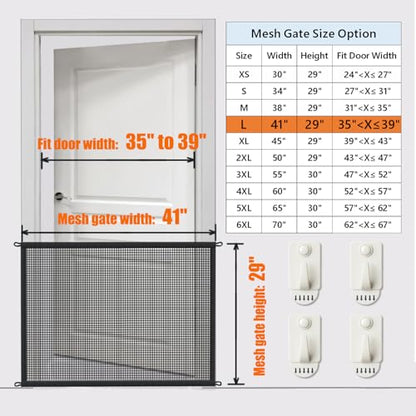 2-Pack Dog Gate for Stairs Pet Gates for The House: Dogs Screen Mesh Gate for Doorways Stairways Indoor Safety 29 inches Tall, 41 inch Wide - size: 29"Hx41"W(Pack of 2)