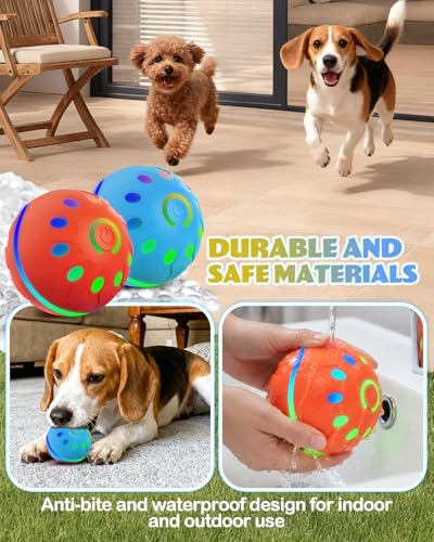 Zoomsnail Interactive Dog Toys, BPA-Free Rechargeable Automatic Dog Balls with Lights, Waterproof & 2 Modes Balls for Small/Medium Dogs, Perfect for Play and as a Pet Gift, 2 Pack