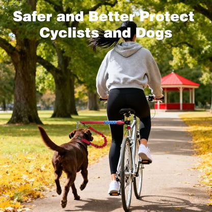 Bicycle Dog Leash for Riding, Hands Free 150° Rotating Built-in Shock Absorber Bike Retractable Leashes for Cycling, Elastic Nylon Adjusted Car Holder Seat Belt Rope (Red) - color: Red