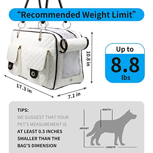 Soft-Sided Pet Travel Carrier Airline Approved for Pet Small Dog and Cat Collapsible, White Shiny Patent Leather - color: White