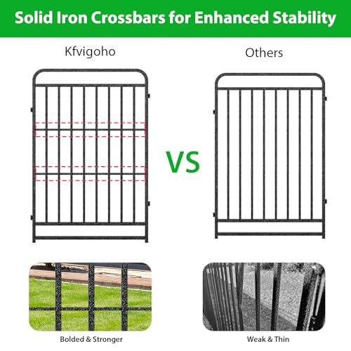 Kfvigoho Heavy Duty Dog Playpen: 12 Steel Panels 40" Height, Square Steel Pipe with Reinforced Crossbars, 27FT 57 Sq.ft Portable Fence for Yard RV Camping, Snowy Black - style: 27"W x 40"H