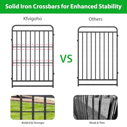 Kfvigoho Heavy Duty Dog Playpen: 12 Steel Panels 47" Height, Square Steel Pipe with Reinforced Crossbars, 27FT 57 Sq.ft Portable Fence for Yard RV Camping, Snowy Black - style: 27"W x 47"H
