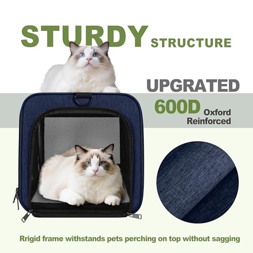 GAPZER Cat Carrier 18x11x11 United Airline Approved, Top Loader Heavy Duty Softshell Pet Flying Bag 18lbs, Small Dog Chihuahua Crate 5-10 Pounds, Kitty Transport Kennel, Miniature Poodle Case Navy - color: Navy