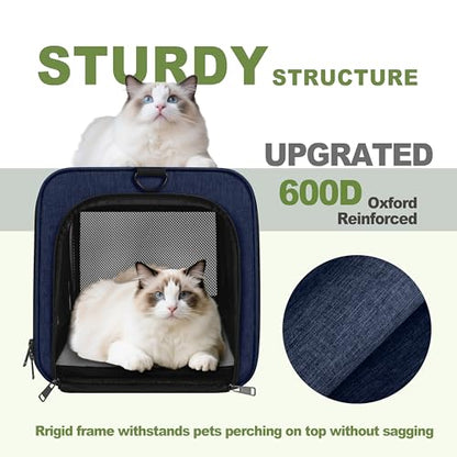 GAPZER Cat Carrier 18x11x11 United Airline Approved, Top Loader Heavy Duty Softshell Pet Flying Bag 18lbs, Small Dog Chihuahua Crate 5-10 Pounds, Kitty Transport Kennel, Miniature Poodle Case Navy - color: Navy