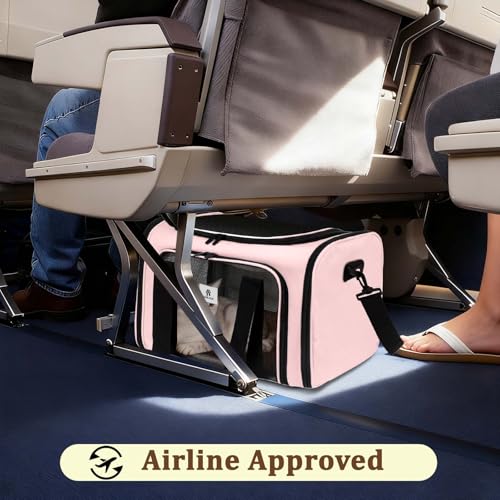 Cat Carrier Dog Carrier - Soft-Sided Cat Carrier with Plush Pad & Cooling Mat, Easy-Load 4-Side Zipper & 3-Side Mesh Ventilation, Pet Carrier Airline Approved for Cats/Dogs Up to 16 lbs, Pink - color: Pink
