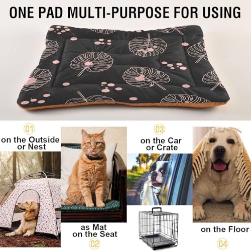 Tropical Floral Pattern Pet Bed Mat for Dogs and Cats, Soft Washable Crate Pad with Non-Slip Bottom, Cozy Bed Cushion for Small Medium Large Pets, 24x36 Inch - size: Medium