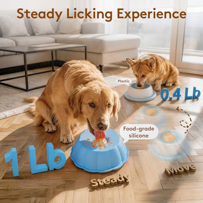 Dog Lick Bowl Ball Slow Feeder, Licking Bowl for Liquid Treat with Rolling Spin Sphere Roller Licker, Non-Slip 4/5 Cup Slow Feeder Bowl for Dietary Supplement/Post-op Nutrition (Blue) - color: Blue