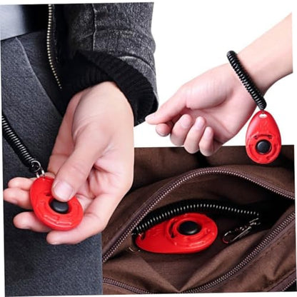 Dog Training Clicker Pet Training Sound Behavioral Tool with Wrist Strap for Dog Cat Horse Red - color: red