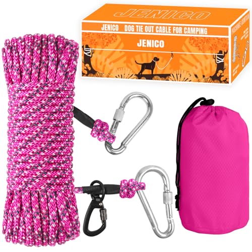 Portable Pink Dog Trolley System - 70ft Lead for Large/Small Dogs - Camping & Yard - color: Pink, size: 70FT