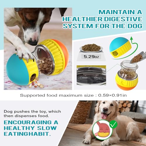 BSISUERM Dog Treat Dispensing Puzzle Toy Adjustable Food Dispenser Slow Feeder Puppy Enrichment Rolling Ball Pet Interactive Chase Toys Stimulating Game for Small Medium Dogs Gift to Keep Them Busy - color: Orange - Single - Standard