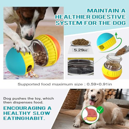 BSISUERM Dog Treat Dispensing Puzzle Toy Adjustable Food Dispenser Slow Feeder Puppy Enrichment Rolling Ball Pet Interactive Chase Toys Stimulating Game for Small Medium Dogs Gift to Keep Them Busy - color: Orange - Single - Standard