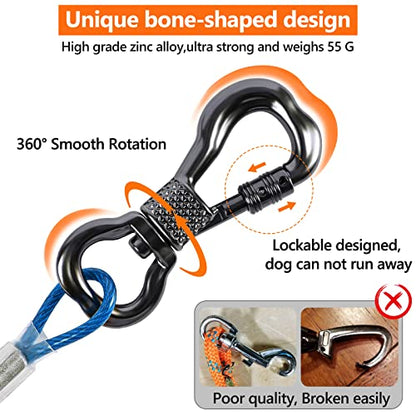 XiaZ Dog Tie Out Cable for Camping, 50ft Portable Overhead Trolley System for Dogs up to 200lbs，Dog Lead for Yard, Camping, Parks, Outdoor Events,5 min Set-up
