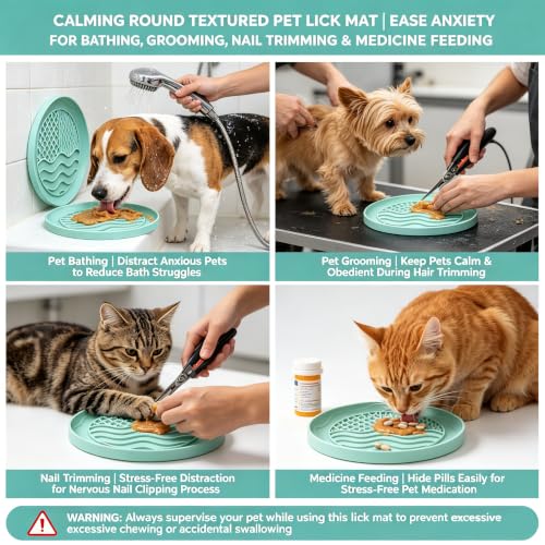 Lick Mat for Dogs&Cats, Fish Scale Silicone Pad with Suction Cups | Fish scale silicone lick mat with suction cups for floors, walls, fridge, bath. Calms anxiety, slows eating, grooming aid.