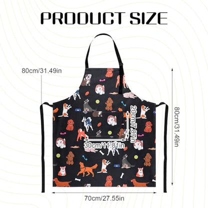Dog Grooming Waterproof Apron with 2 Pockets, Cute Animals Puppy Dog Pets Apron - style: Cute Animals