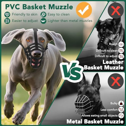 Mayerzon Dog Muzzle for Medium Large Dogs, Humane Basket Muzzle, Soft & Lightweight & Adjustable | Anti Biting Chewing Eating, Suits Training Walks Grooming Vet Visits, Drink & Pant Easily (Black, L) - size: L [Snout Cir:11-12.25"]