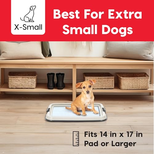 IRIS USA Pee Pad Holder for Dogs and Puppies, Potty Training Tray with Secured Latches, Non-Skid Feet, Leak Protection, Easy Clean Surface, Fits 14"x17" Puppy Pads Size, Dark Gray - color: Dark Gray, size: 14" x 17"