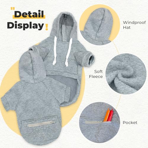 PETCARE Basic Dog Hoodie Sweaters for Small Medium Large Dogs Cats Puppy Clothes Soft Warm Fleece Dog Hoodies Sweatshirt with Small Pockets Fall Winter Chihuahua Dachshund Golden Retriever Outfits - color: Grey, size: 4XL(Suggest 30-50 lbs)