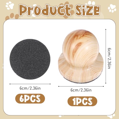 1 PCS Dog Nail File Board, Cat Nail File Wooden Handicraft with 6 Replaceable Sandpaper Pads, Stress-Free Grooming Tool for Dogs & Cats, Portable Pet Claw Care (Natural Wood)