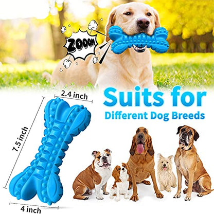 LEGEND SANDY Dog Toys for Aggressive Chewers Large Breed, Durable Dog Bones Squeaky Chew Toy, Nearly Indestructible Dog Toys for Large, Tough Natural Rubber Puppy Chew for Medium Teeth Cleaning - color: Bone-Blue
