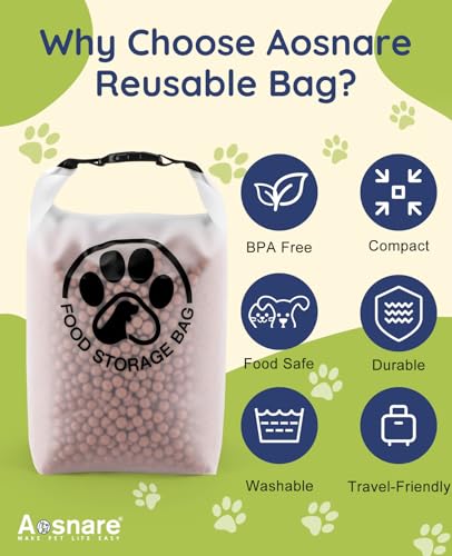 25 Cups Pet Food Storage Bag for Travel - Transparent Leak-Proof Dog Food Container with Roll-Top Closure, Keeps Kibble Fresh for Camping Trip, Dog Boarding, Weekend Getaways - size: 25 Cups