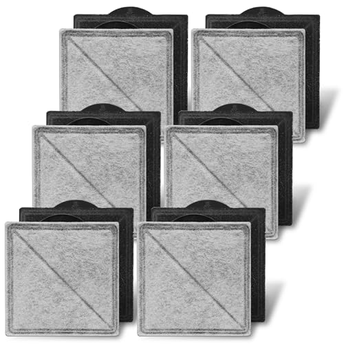 Cat Water Fountain Replacement Charcoal Filter Square Compatible with Petsafe Premier, Ion-X, Outlast Pumpless & Viva Pet Water Fountain, Carbon Filters for Cat and Dog Indoor (BLACK, 12 PACK) - size: 12 PACK