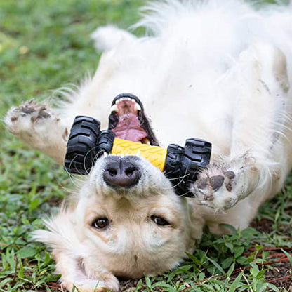 Tonka Axle Tread Dog Toy with Interactive Feeder, Lightweight, Durable and Water Resistant, 7 Inches, for Medium/Large Breeds, Single Unit, Yellow/Black - size: 7 inch Axle Tread