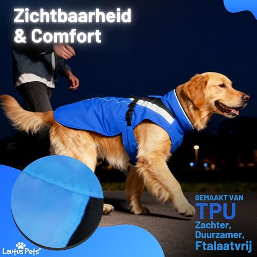 Waterproof Dog Rain Coat, Reflective Safety Strips & Leash Hole – Lightweight Adjustable Jacket for Medium Breeds - S, Blue - color: Blue, size: Small