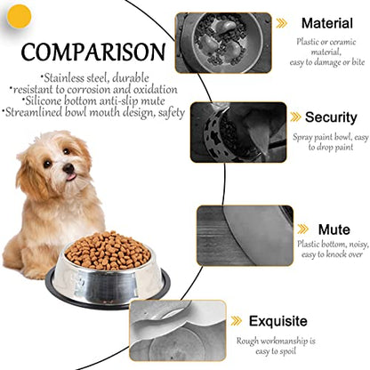 Hamiledyi Stainless Steel Dog Cat Bowl with Rubber Base 4 Pack Pet Feeder and Water Bowls Stackable Non-Slip Puppy Dishes for Small Medium Animals Kitten Rabbit - size: Medium