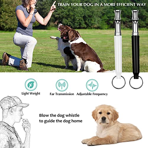 Dog Whistle to Stop Barking, Adjustable Pitch Ultrasonic Silent Dog Whistle, Professional Dog Training Whistle for Recall & Obedience, with Lanyard