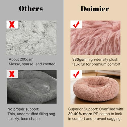 Calming Donut Dog Beds for Small Dogs Kitten - Washable Removable Cover Non-Slip Bottom, Round Pet Bed Puppy Bed Warming Fluffy Faux Fur Anti-Anxiety, Fits up to 15 lbs (Blush, 20") - color: Blush, size: 20"L x 20"W x 8"Th