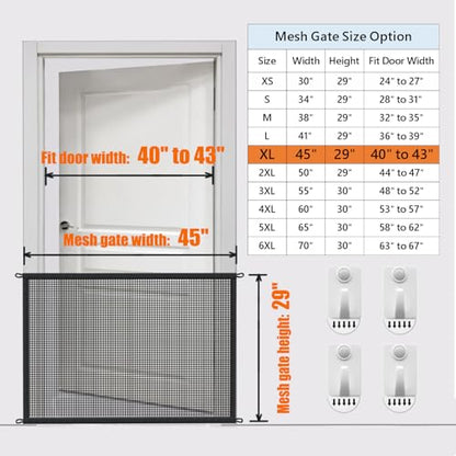 Dog Gate for Stairs Pet Gates for The House: Dogs Screen Mesh Gate for Doorways Stairways Indoor 29 inch Tall, 45 inch Wide, Fits Openings 40'' to 43'' Wide - size: 29"Hx45"W(Pack of 1)