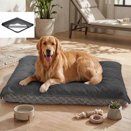 MontVoo Washable Dog Bed Cover, Absorbent Quick Dry Pet Bed Sheet, Easy Hair Removal Couch Covers for Dog/Cat, 14x20 Inches, Waterproof PU Backing Dog Bed Mat for Car Seat/Crate, Cover Only, Darkgrey - color: Dark Grey, size: 14"x20"