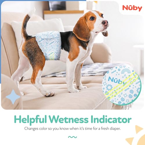 Nuby Pets Disposable Male Dog Wraps with Wetness Indicator, Absorbent & Leak-Resistant Belly Bands for Male Dogs, Large (25–29.5” Waist), 50 Count - size: L Waist 25 - 29.5 in