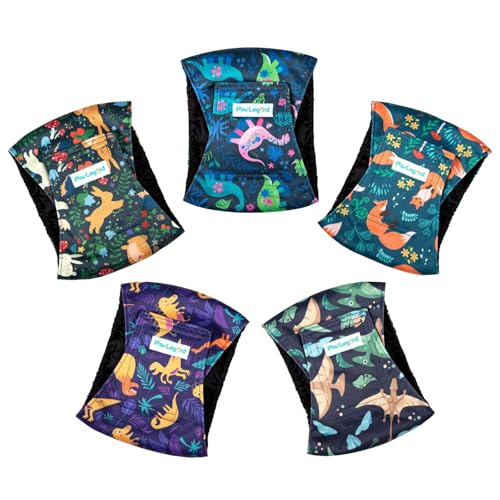 Paw Legend Washable Dogs Diapers Male Dog Belly Bands for Male Dogs Diapers Reusable Puppy & Doggie Diapers Male (5 Pack, Large) - color: Dinosaur, size: Large