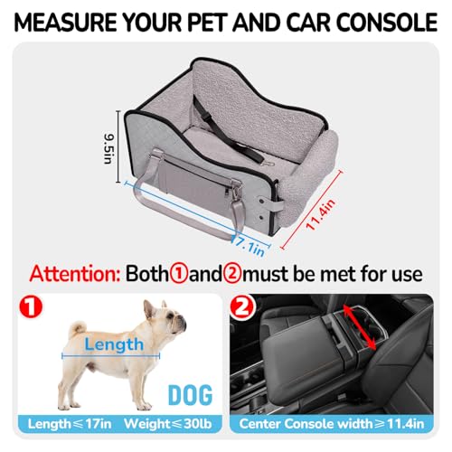 Center Console Dog Car Seat,Pet Puppy Middle Console Dog Car Seat for Small Dogs (Grey, Large) - color: Grey, size: Large