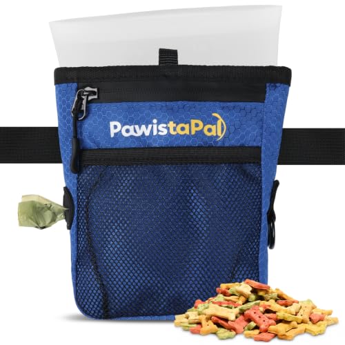 Dog Treat Pouch for Pet Training, One-Hand Magnetic Closure, Hands-Free Treat Bag with Silicone Liner, No Mess No Smell (Pure Blue) - color: Pure Blue
