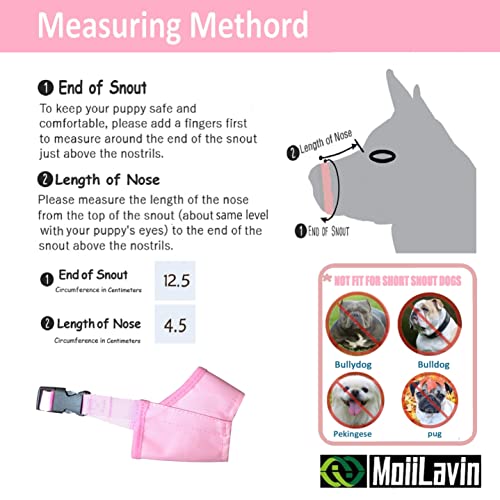 Dog Muzzle XS (2 PCs) Soft Air Mesh for Small Dogs with Long Snout Quick Fit for Grooming Adjustable Prevent from Biting Barking and Chewing Soft Muzzle (2PCs-Pink& Black, XS)