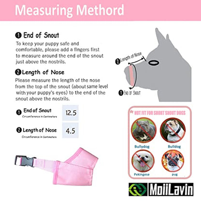 Dog Muzzle XS (2 PCs) Soft Air Mesh for Small Dogs with Long Snout Quick Fit for Grooming Adjustable Prevent from Biting Barking and Chewing Soft Muzzle (2PCs-Pink& Black, XS)