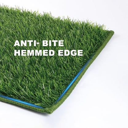 HQ4US 4LEGS Artificial Grass, Dog Pee Grass Pads for Dogs Potty, Odor Free Fake Grass for Dogs Large 32’’×22’’ with Countless Drainage Holes, Dog Potty Grass Hemmed Edge Realistic - size: L for Dog＜ 28" Length