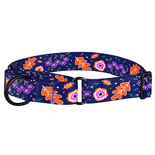 CollarDirect Martingale Dog Collar Heavy Duty Nylon Slip Collars for Small Medium Large Dogs [Nylon, Patterned, Navy Blue, M, 12"-17"] - color: Navy Blue, size: Medium (Neck Size 12"-17")