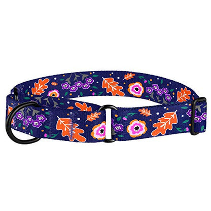 CollarDirect Martingale Dog Collar Heavy Duty Nylon Slip Collars for Small Medium Large Dogs [Nylon, Patterned, Navy Blue, M, 12"-17"] - color: Navy Blue, size: Medium (Neck Size 12"-17")